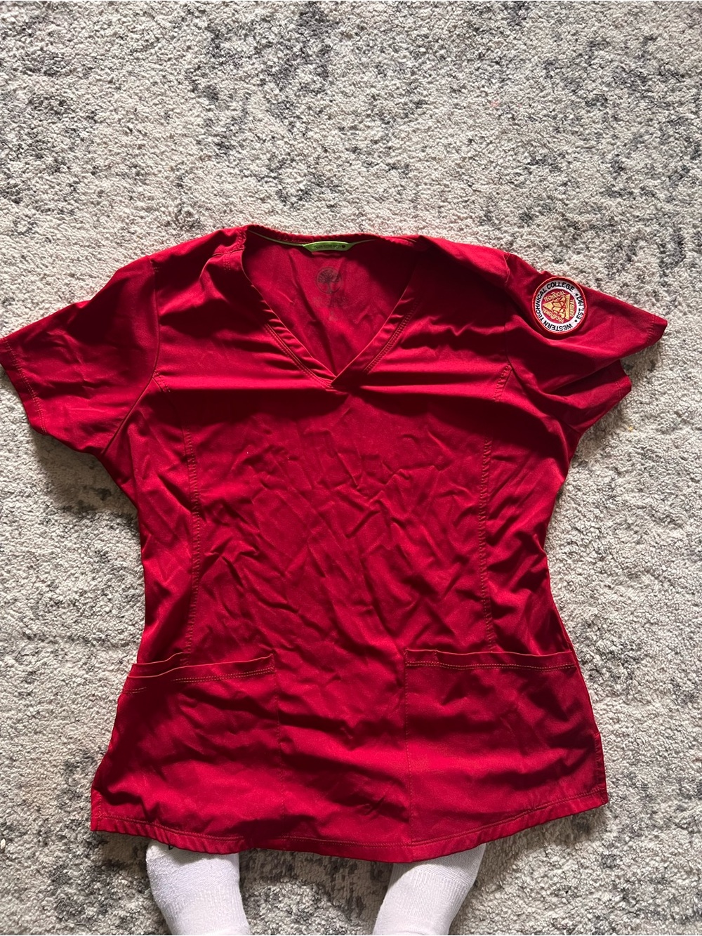 All 3 scrub tops for 15!! Scrub Top with Sleeve Patch